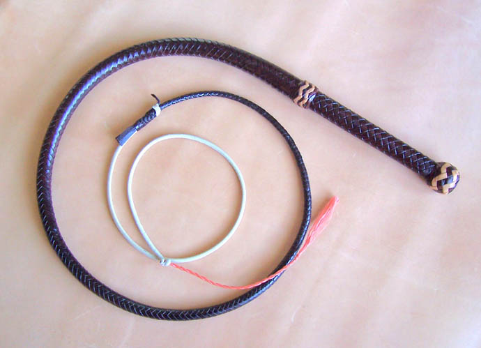 Bullwhip, 4 Foot Brandy LoneStar hand braided by Joseph Strain